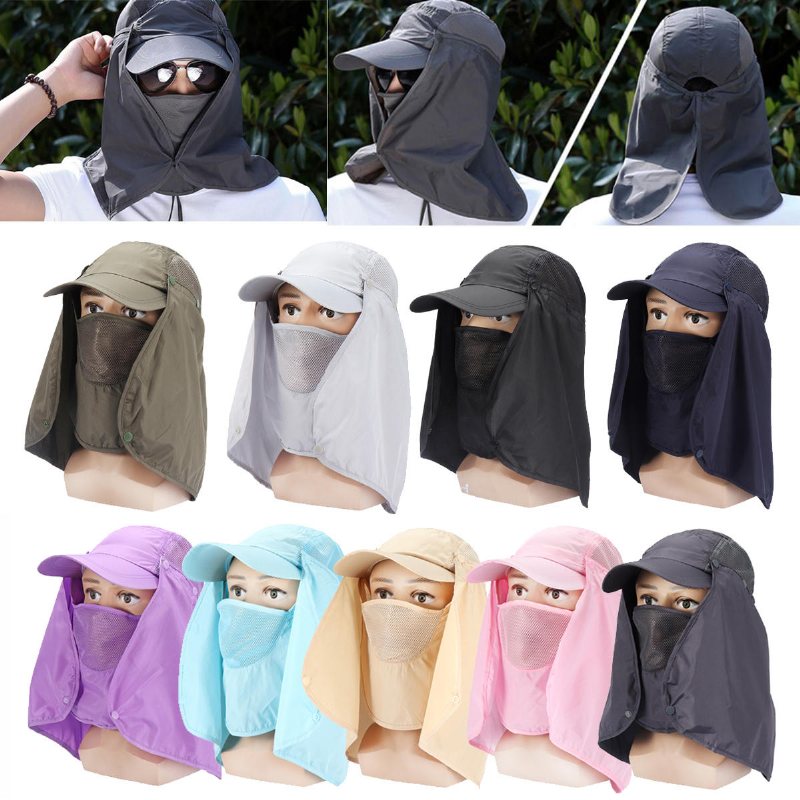 Utomhusfiske Jaktmössa Sol Uv-skydd Hjälm Hårdhatt Neck Face Cover Mask