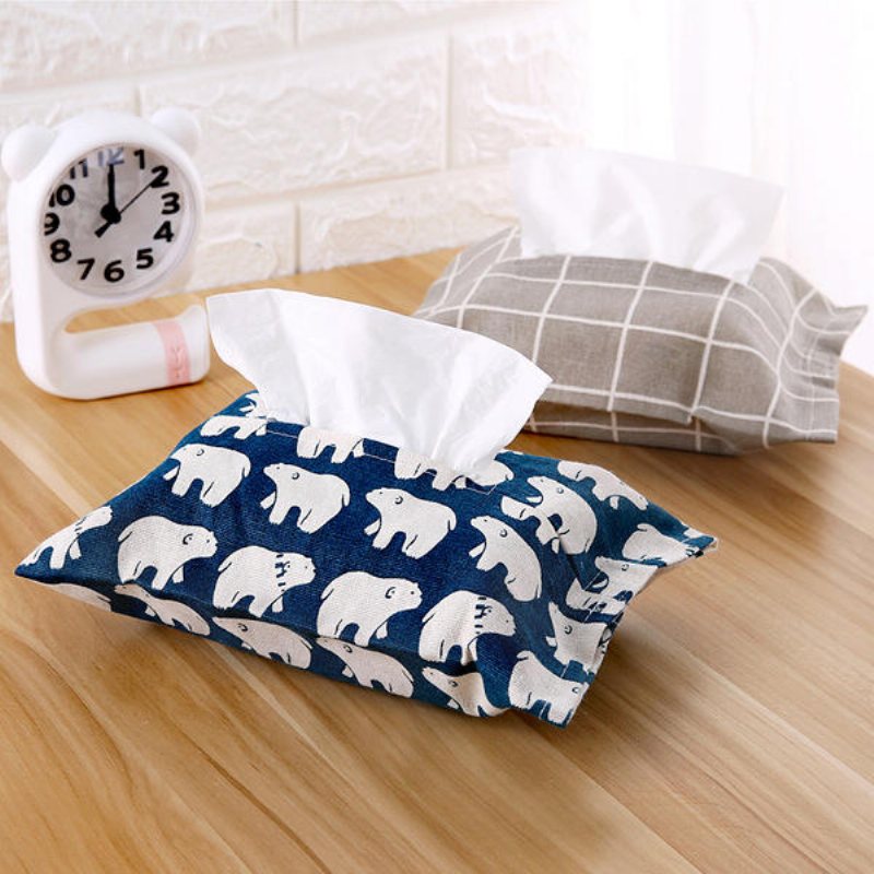 Bomull Och Linne Pappershandduk Set Tyg Tissue Box Bag