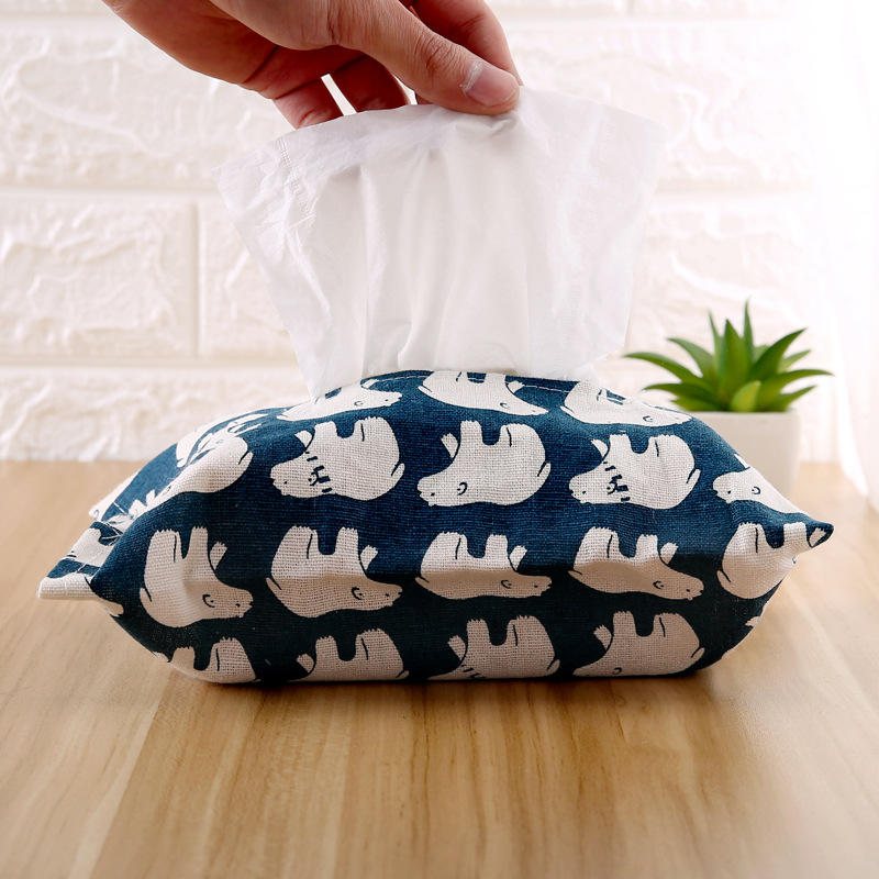 Bomull Och Linne Pappershandduk Set Tyg Tissue Box Bag