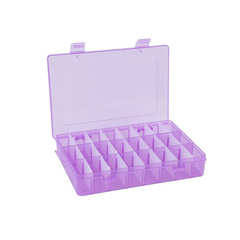 Justerbar 24 Grids Plast Clear Case Box Delar Förvaringsbox