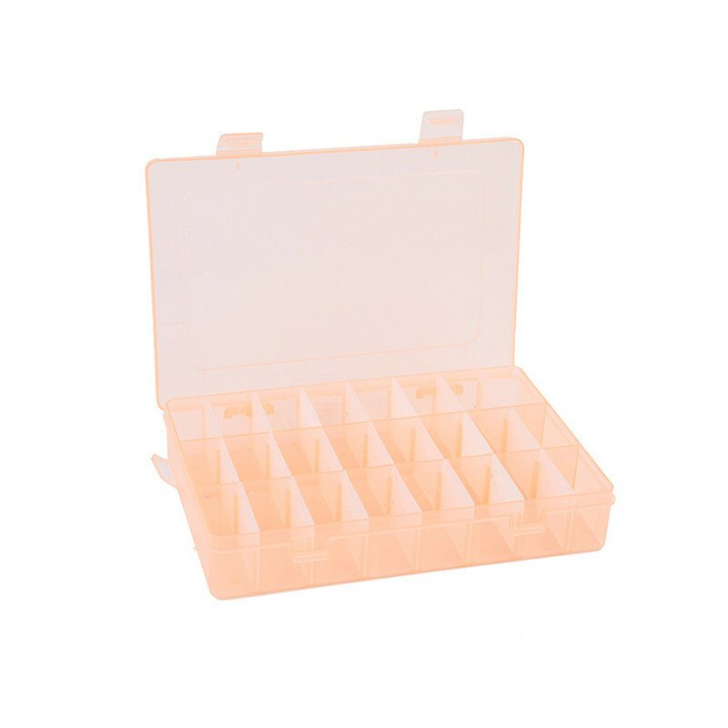 Justerbar 24 Grids Plast Clear Case Box Delar Förvaringsbox