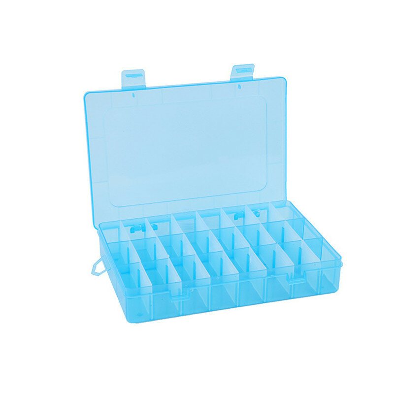 Justerbar 24 Grids Plast Clear Case Box Delar Förvaringsbox