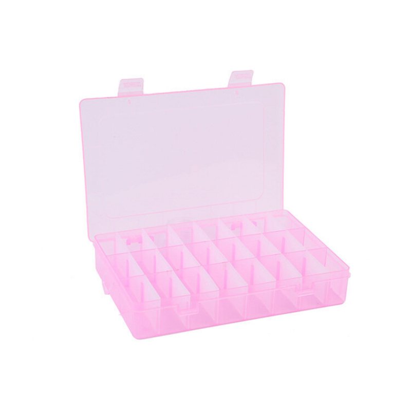 Justerbar 24 Grids Plast Clear Case Box Delar Förvaringsbox