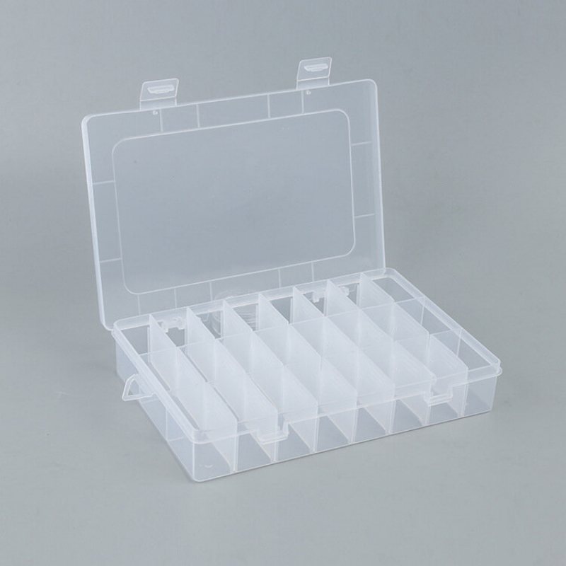 Justerbar 24 Grids Plast Clear Case Box Delar Förvaringsbox