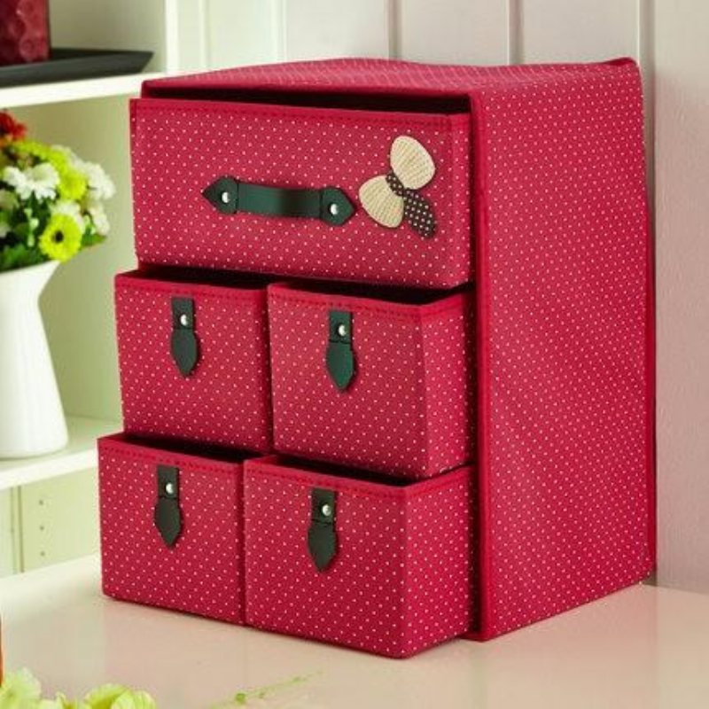 Tre Lager Förvaringslåda Fem Lådor Non-woven Underkläder Kosmetisk Makeup Diverse Organizer