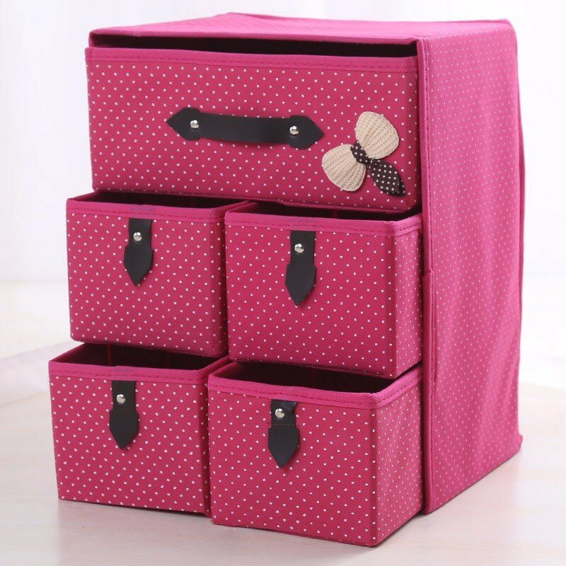 Tre Lager Förvaringslåda Fem Lådor Non-woven Underkläder Kosmetisk Makeup Diverse Organizer