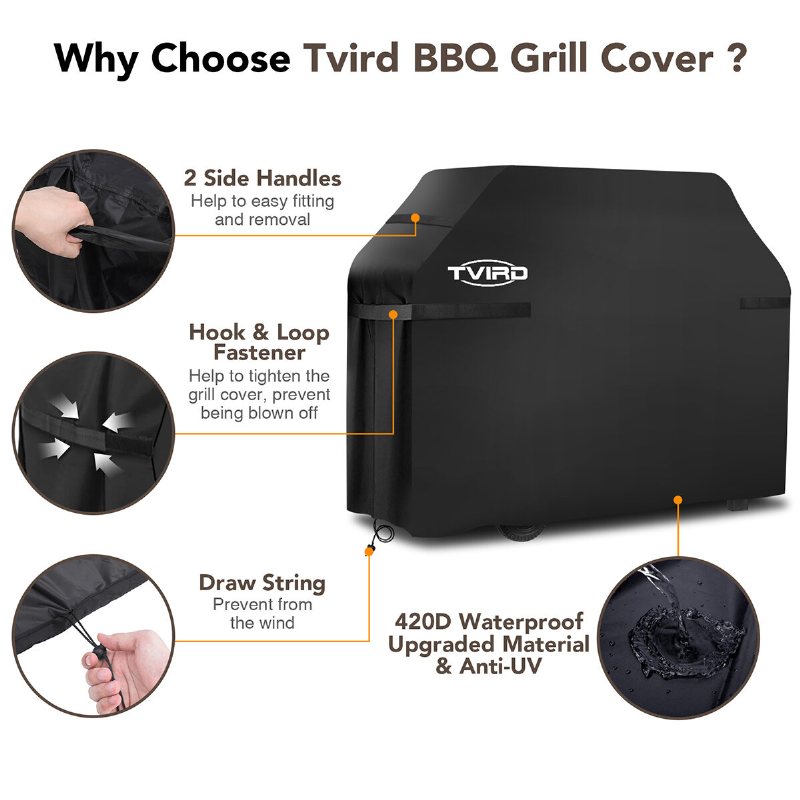 Tvird 170x61x122cm Bbq Grillöverdrag Grill Damm/vattentät Utomhusgasrökare