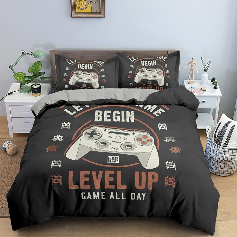 Gamer Påslakan Set Tecknad Sängkläder Barn Pojkar Flickor Sängset Game Quilt Cover Täcken