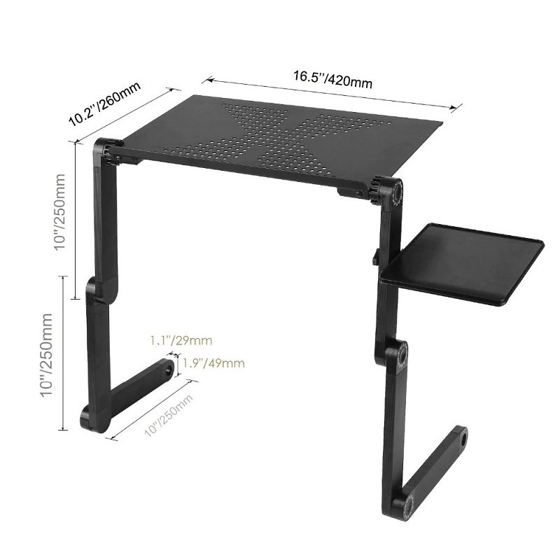 Laptop Skrivbord Säng Justerbar Aluminium Ergonomisk Bärbar