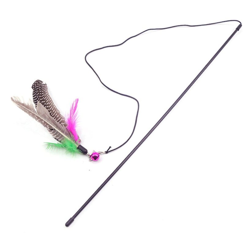 Cat Feather Toy Interactive Stick Wand Färgglad Teaser