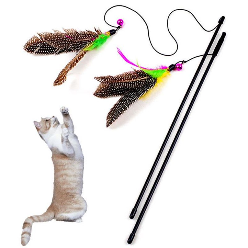 Cat Feather Toy Interactive Stick Wand Färgglad Teaser