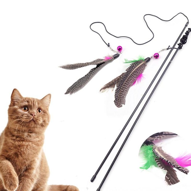 Cat Feather Toy Interactive Stick Wand Färgglad Teaser