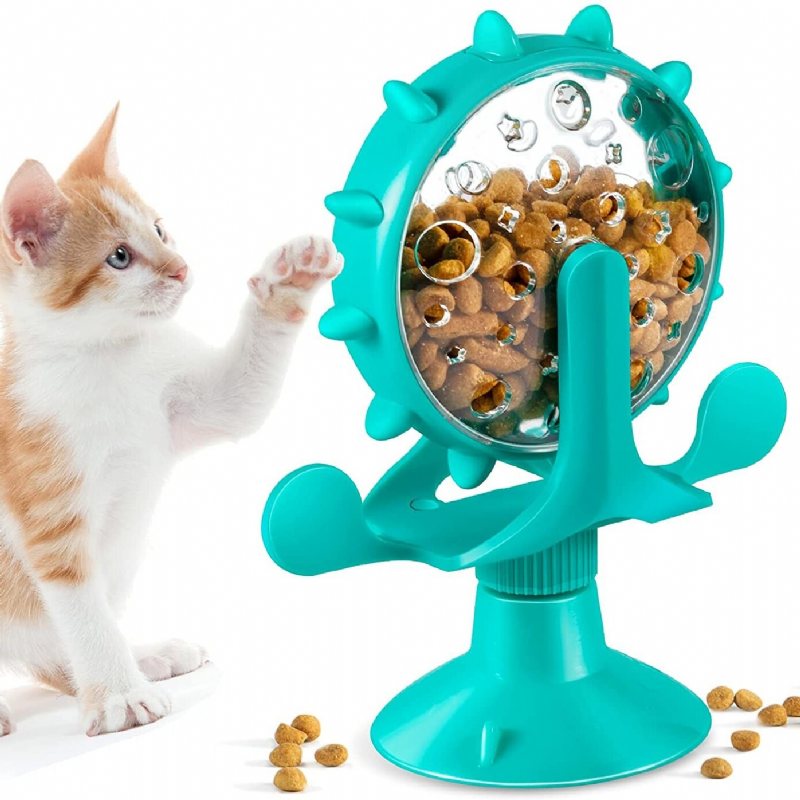 Cat Food Dispenser Leksakspussel Slow Feeder Interactive Rotating Windmill