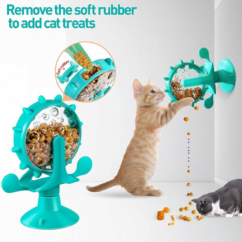 Cat Food Dispenser Leksakspussel Slow Feeder Interactive Rotating Windmill