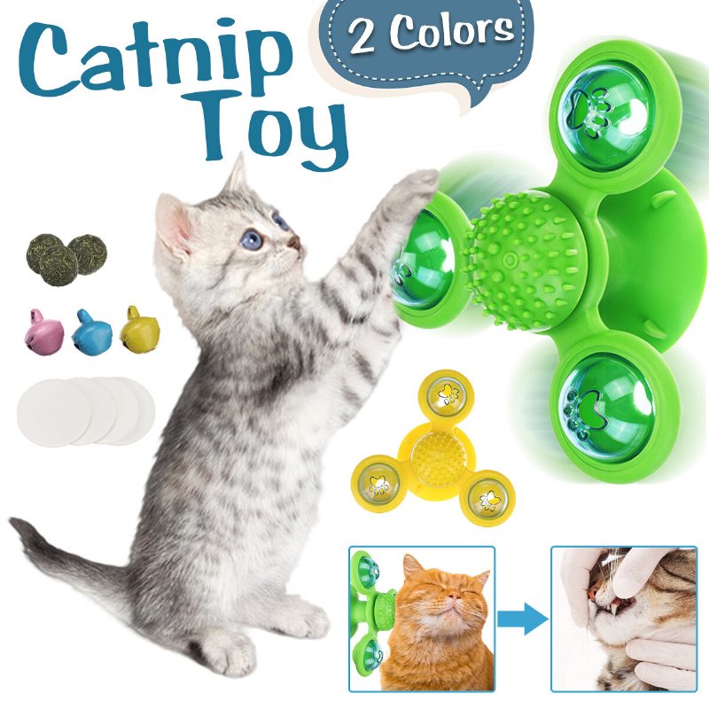 Cat Nip Interactive Windmill Toy Bell Katt Husdjur Nano Stick Vägg Molar Kittlande Pet Toy Valp Hund Tillbehör