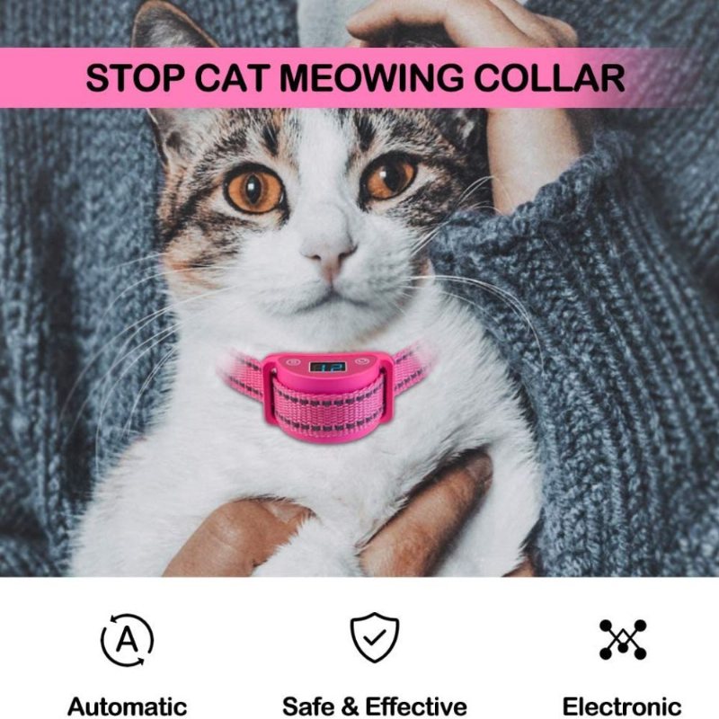 Cat Shock Collar Automatisk Meowing Preventer Trainer