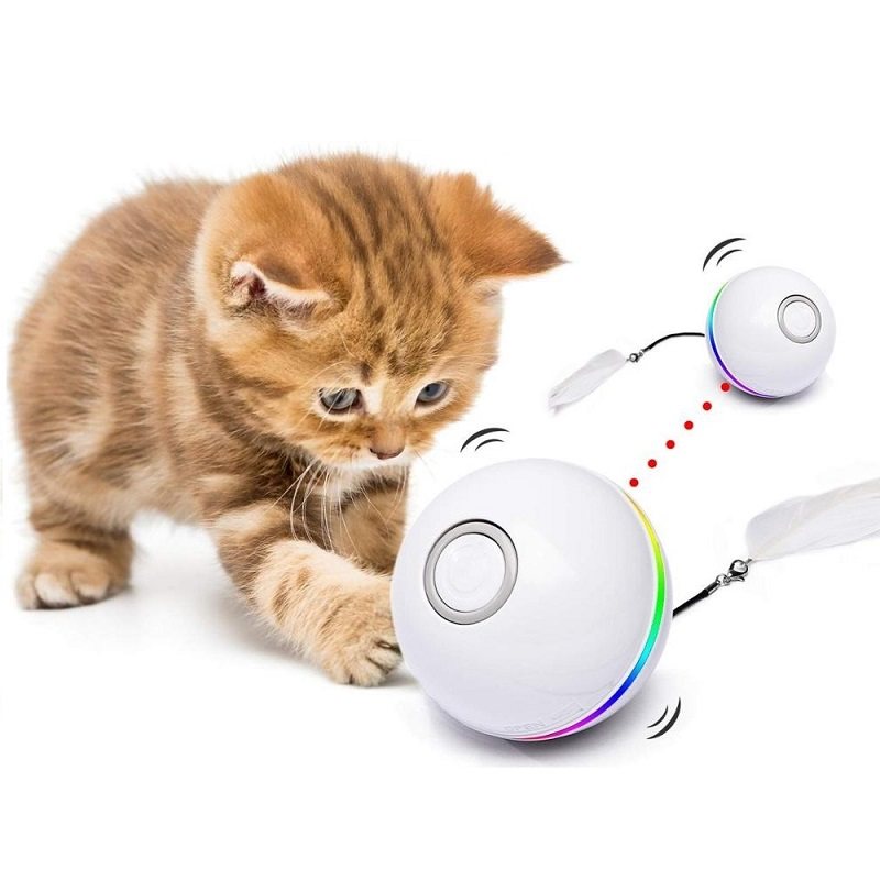 Cat Självroterande Färgglada Ledboll Usb Uppladdningsbar Leksak