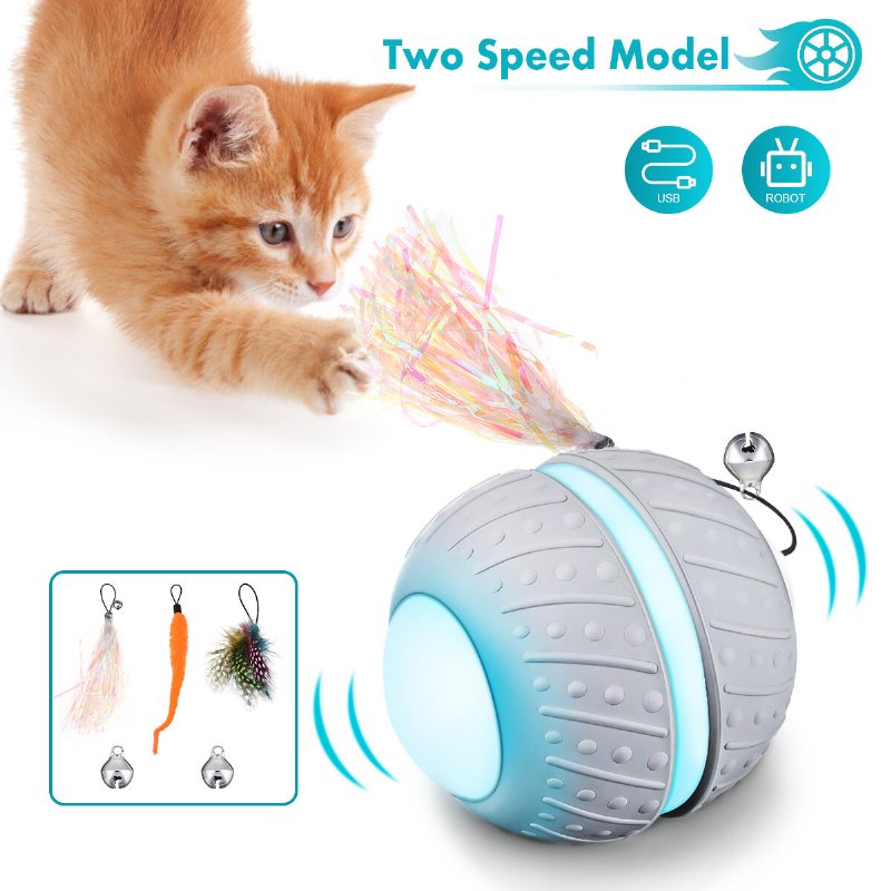 Cat Toy Automatisk Elektrisk Roterande Rullande Boll Interaktiva Leksaker Med Led-ljus