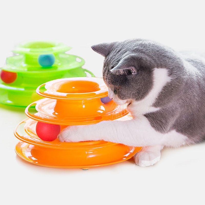 Cat Toy Interactive Play Circle Track Tillfredsställer Rörliga Bollar