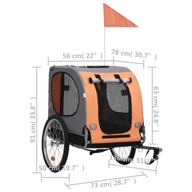 Hundcykelvagn Orange Och Grå