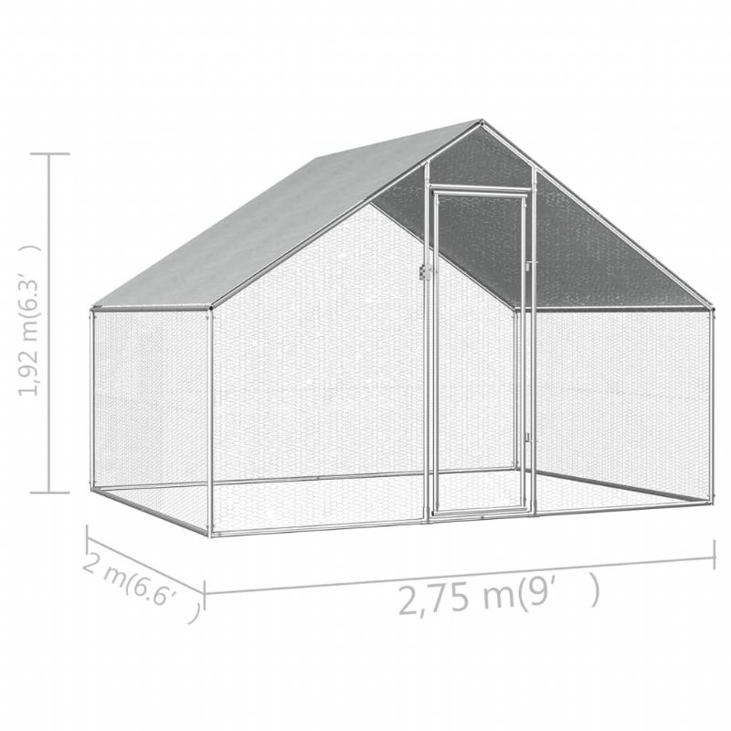 Utomhuskycklingbur 9'x6.6'x6'3" Galvaniserat Stål