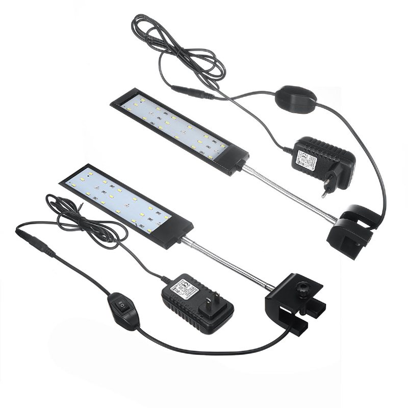 100-240v 7w Clip-on Led Aquarium Light Decoration Lighting Lampa Med Vita Och Blå Lysdioder Touch Control 2 Lägen