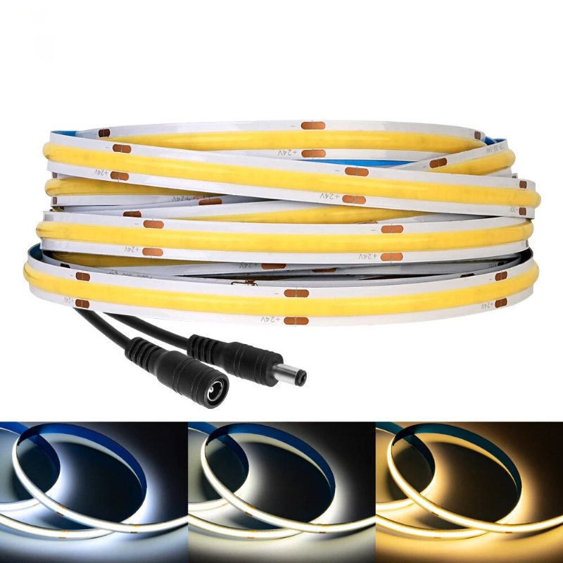 12v/24v Led Nattljusremsa 360/528 Leds Flexibel Fcob Cob Led-ljusremsa Med Hög Densitet Med Föränderlig Färgtemperatur För Sovrumskök