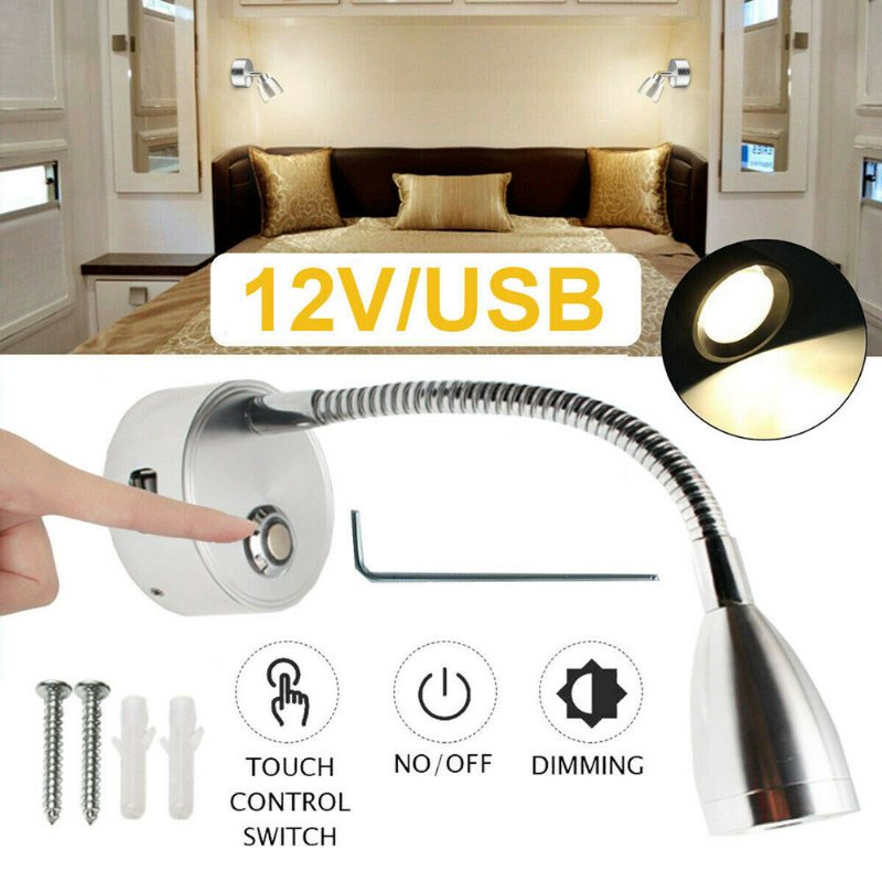 12v Touch Switch Usb Led Spot Läsljus Camper Caravan Båt Inredningslampa