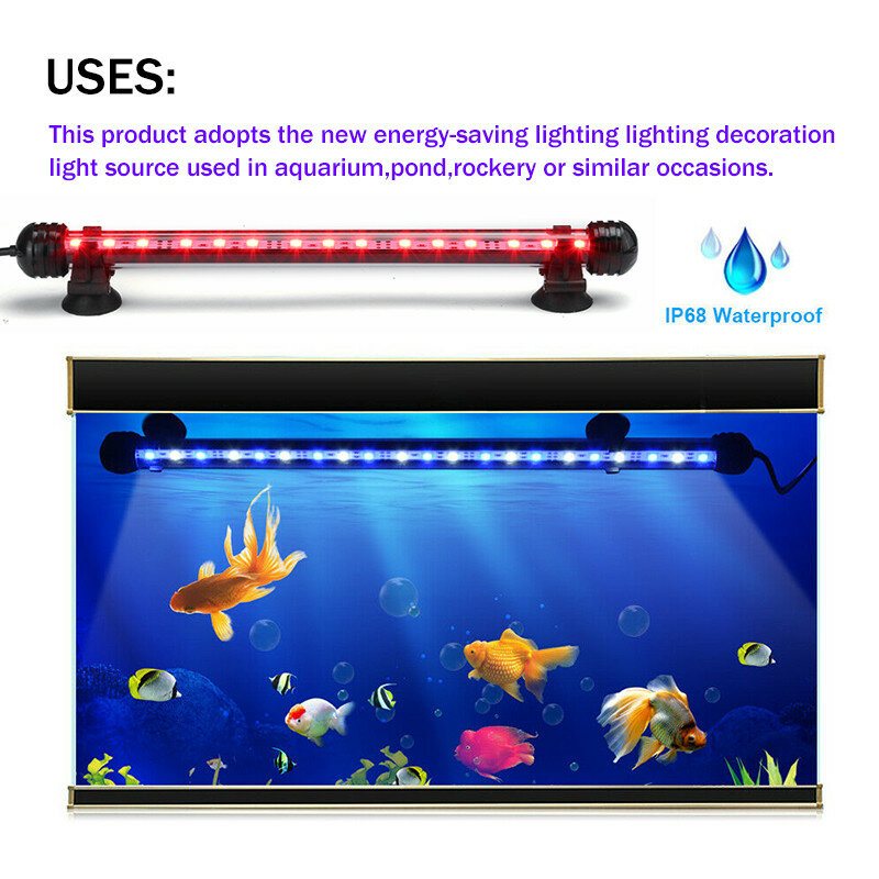 18-48cm 5050smd 27led Aquarium Fish Tank Rgb Light Dränkbar Bar Strip Lamp