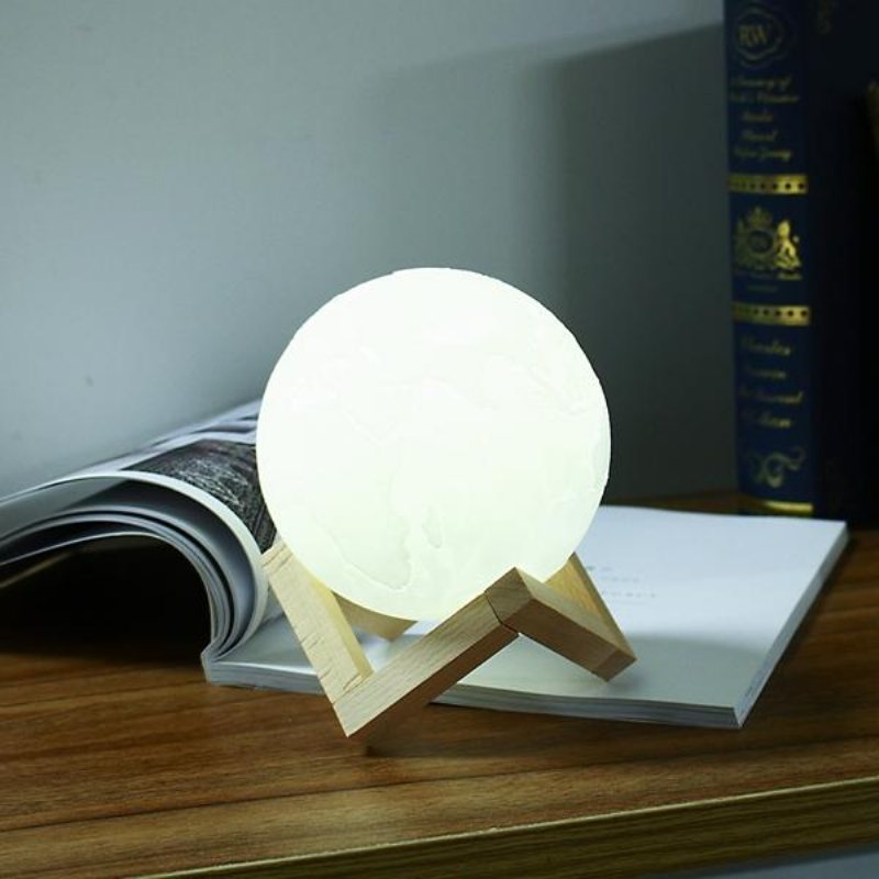 18cm 3d Earth Lamp Usb Uppladdningsbar Touch Sensor Färgskiftande Led Nattljus Present Dc5v