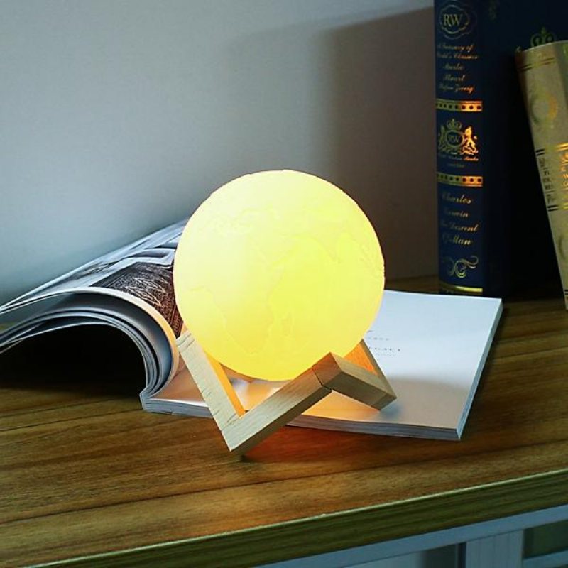 18cm 3d Earth Lamp Usb Uppladdningsbar Touch Sensor Färgskiftande Led Nattljus Present Dc5v