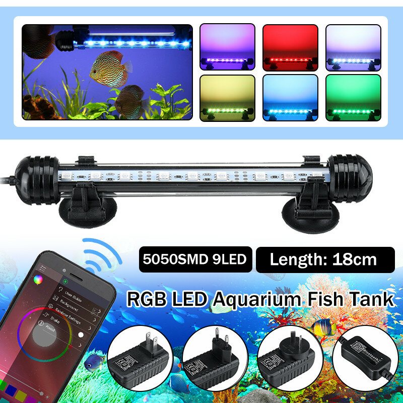 18cm 5050smd 9led Aquarium Fish Tank Rgb Light Nedsänkbar Vattentät Bar Strip Lampa