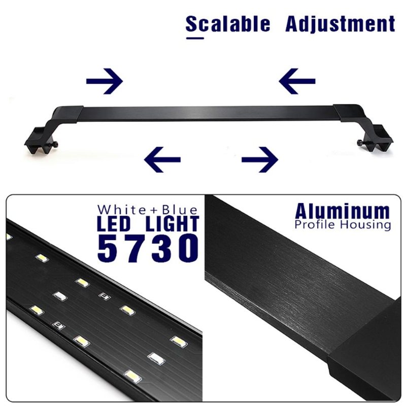 24w 85 cm Blå & Vit Led Justerbar Aquarium Fish Tank Lamp Super Slim Clip On Light