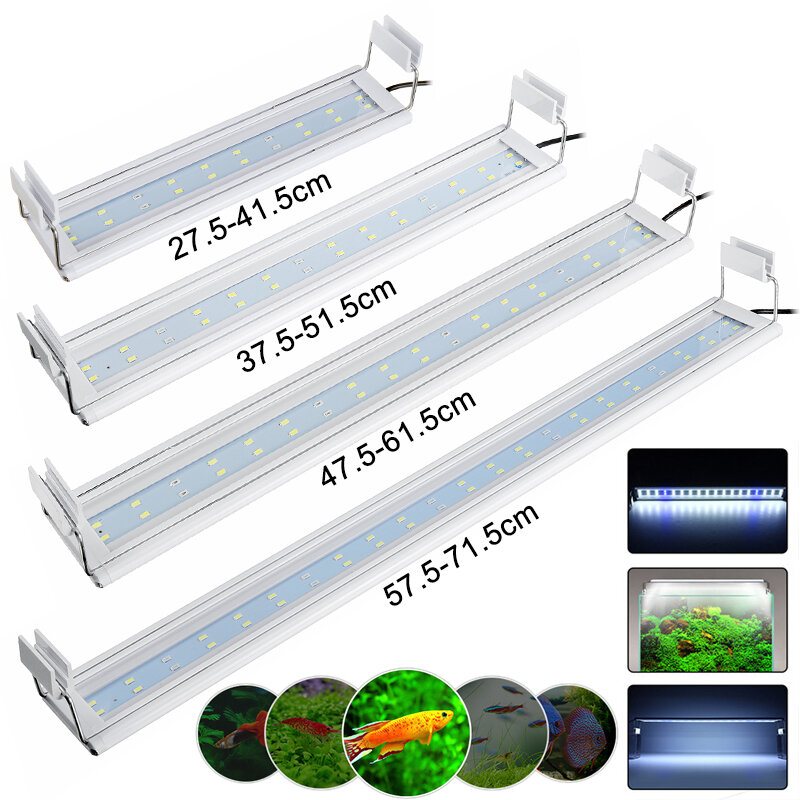 3/5/7/9w 220v Us-kontakt Fish Tank Lamp Led Energisnål Blå+vit Ljuslinjebrytare