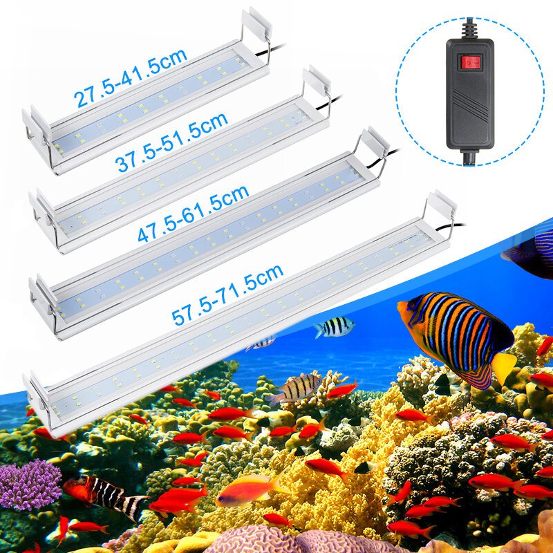 3/5/7/9w Fish Tank Light 220v Led Energibesparande Blått+vitt Ljus Linjebrytare