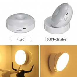 360 Graders Rotation Led-rörelsesensor Nattljus Usb-laddningsbar Lampa Med Magnetisk Bas För Trappor Sovrum Badrum Kök Hall Vitt/varmt Ljus