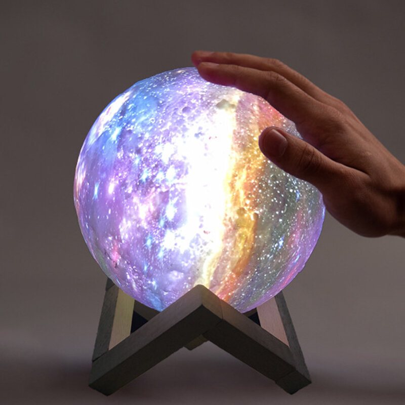 3d 7 Färger Moon Led Lamp Print Star Light Färgglad Touch Sensor Usb Målad Nattlampa Hem Sovrum Inredning