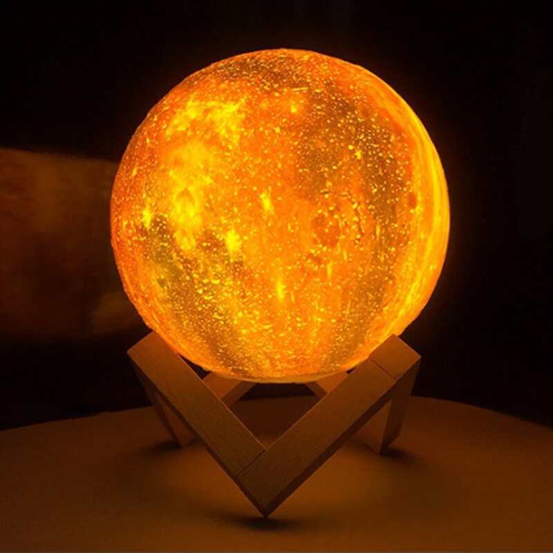 3d 7 Färger Moon Led Lamp Print Star Light Färgglad Touch Sensor Usb Målad Nattlampa Hem Sovrum Inredning