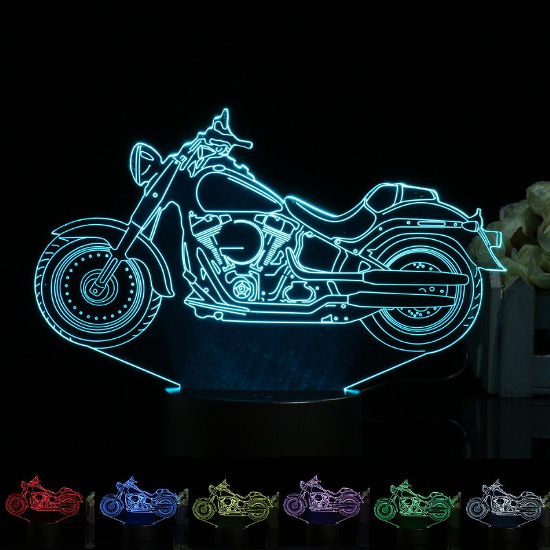 3d Illusion Motorcykel Led-bordslampa 7 Färgbyte Touch Switch Nattljus