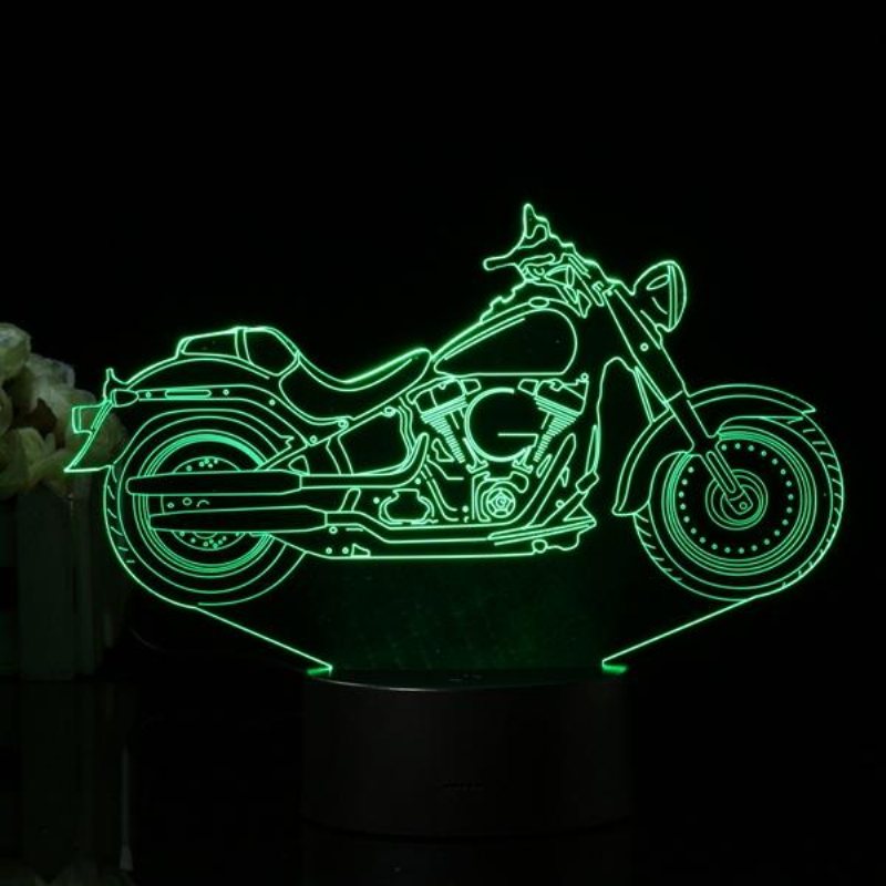 3d Illusion Motorcykel Led-bordslampa 7 Färgbyte Touch Switch Nattljus