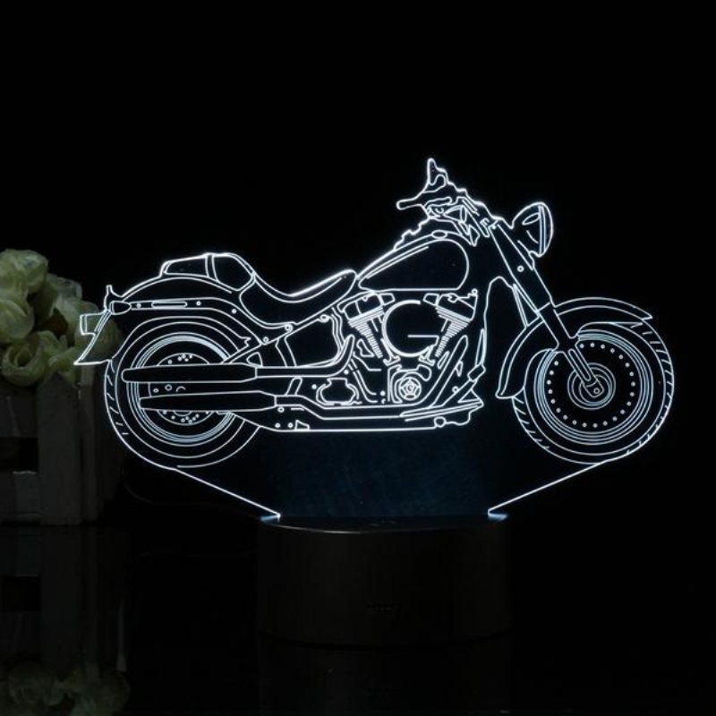 3d Illusion Motorcykel Led-bordslampa 7 Färgbyte Touch Switch Nattljus