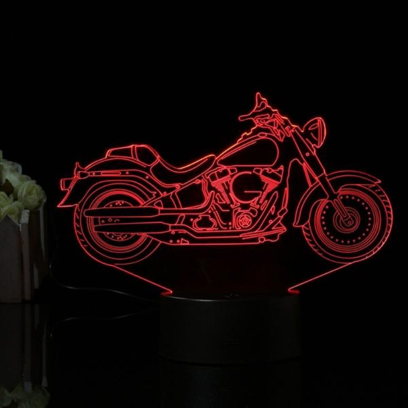 3d Illusion Motorcykel Led-bordslampa 7 Färgbyte Touch Switch Nattljus