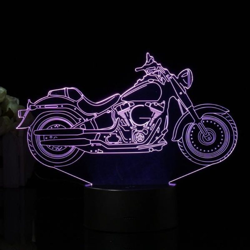 3d Illusion Motorcykel Led-bordslampa 7 Färgbyte Touch Switch Nattljus