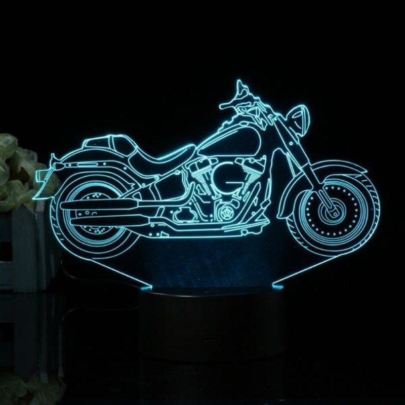 3d Illusion Motorcykel Led-bordslampa 7 Färgbyte Touch Switch Nattljus