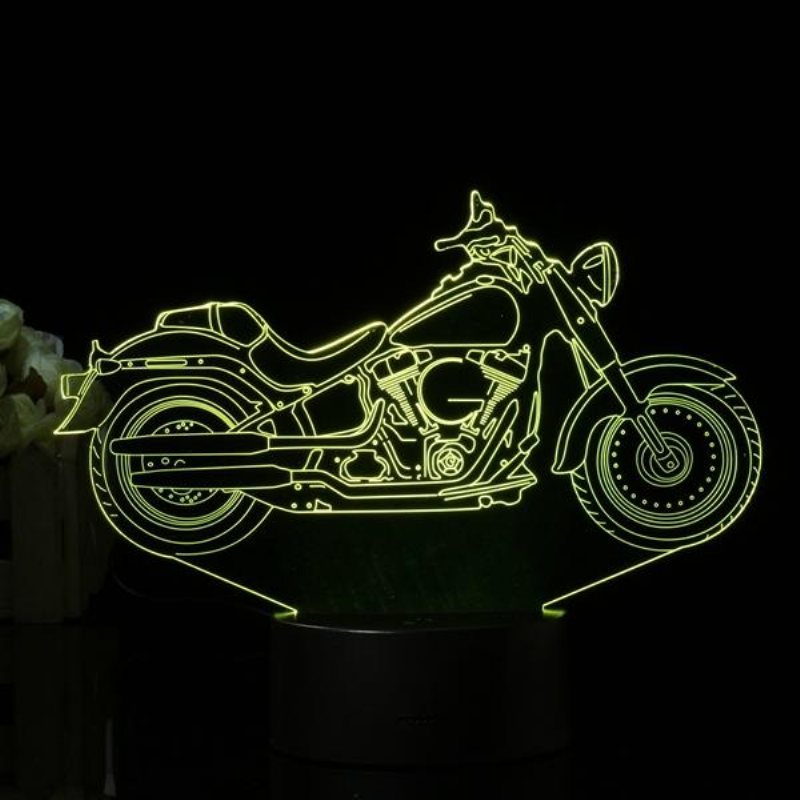 3d Illusion Motorcykel Led-bordslampa 7 Färgbyte Touch Switch Nattljus