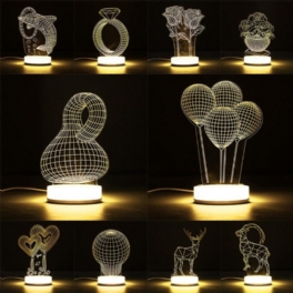 3d Illusion Usb Led Nattljus Varmvit Skrivbordsbordslampa Julpresent