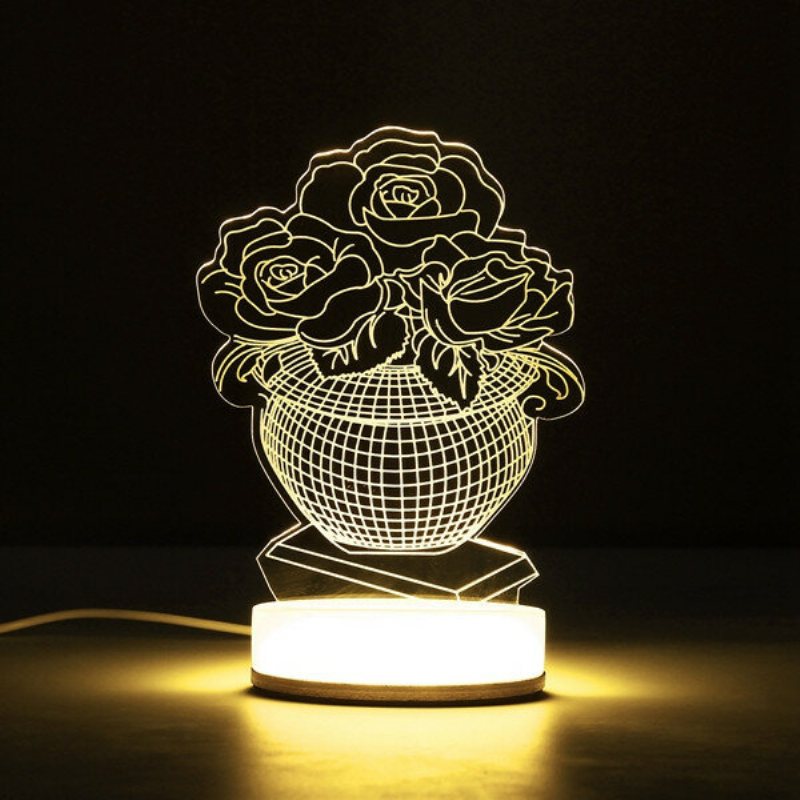 3d Illusion Usb Led Nattljus Varmvit Skrivbordsbordslampa Julpresent