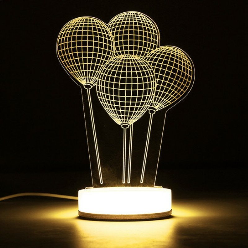 3d Illusion Usb Led Nattljus Varmvit Skrivbordsbordslampa Julpresent