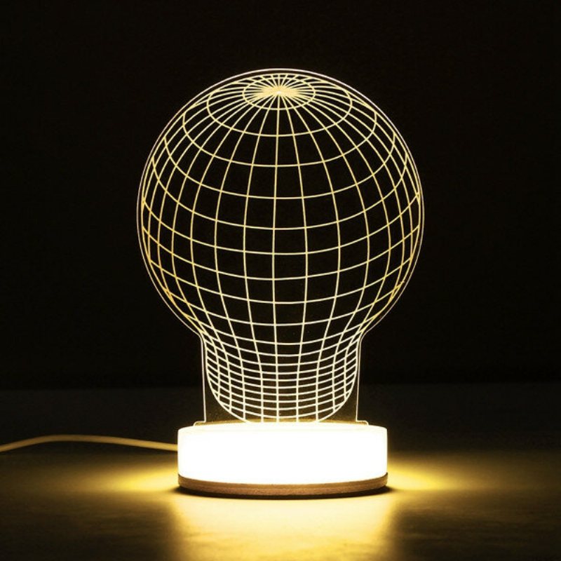 3d Illusion Usb Led Nattljus Varmvit Skrivbordsbordslampa Julpresent