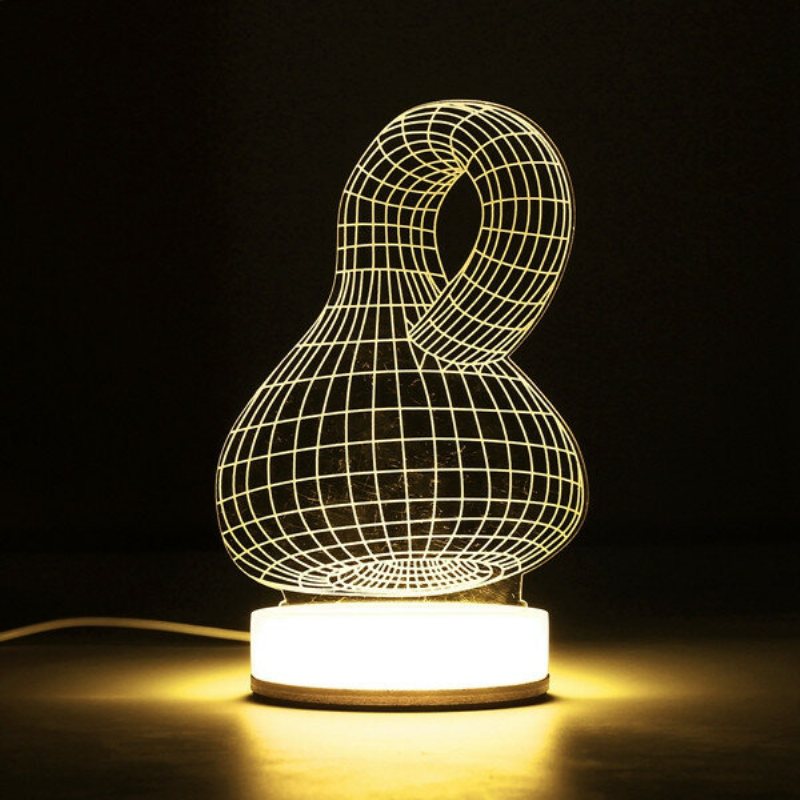 3d Illusion Usb Led Nattljus Varmvit Skrivbordsbordslampa Julpresent